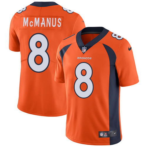 2019 men Denver Broncos #8 McManus orange Nike Vapor Untouchable Limited NFL Jersey